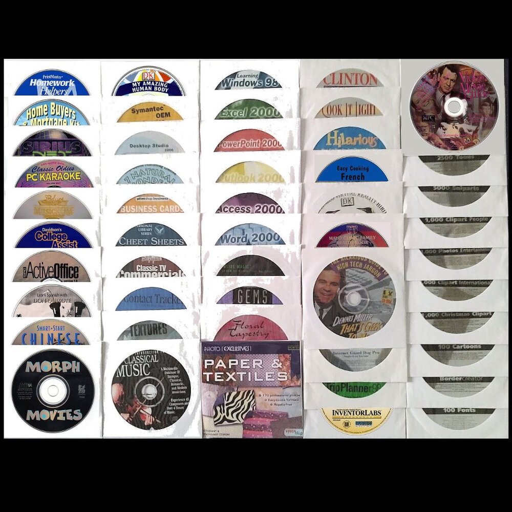 50 MISC CD-ROM LOT3 - PC Software CLEARANCE- NEW or LIKE NEW in Sleeves